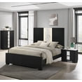 thumbnail image 3 of Queen Size Wooden Platform Bed Frame with LED Light Headboard, Black Finish, for Bedroom, 3 of 7