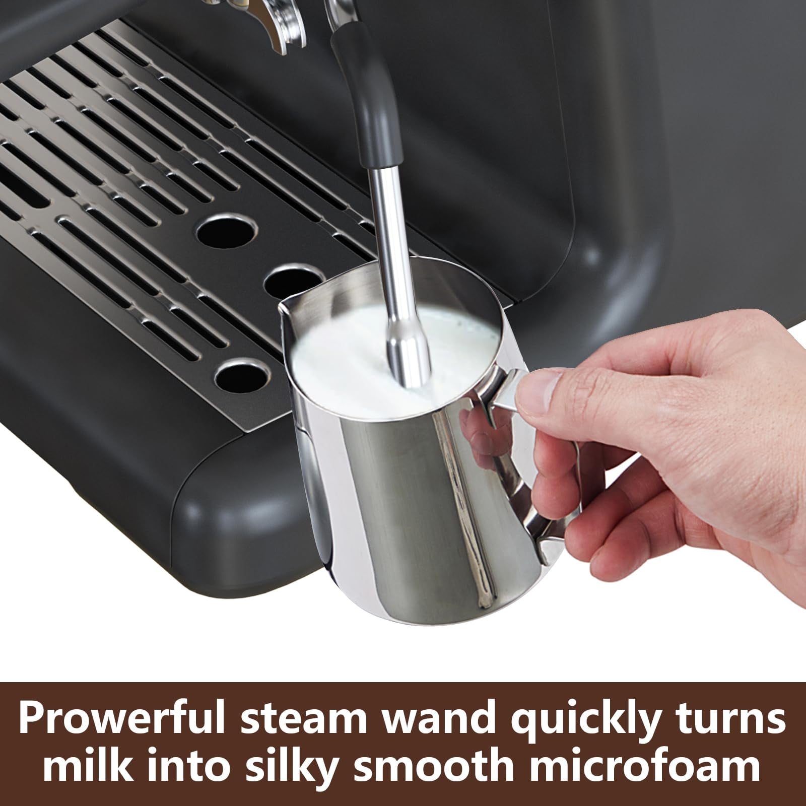 KTENMNE 20 Bar, 1-Cup Gray Home Use Espresso Machine