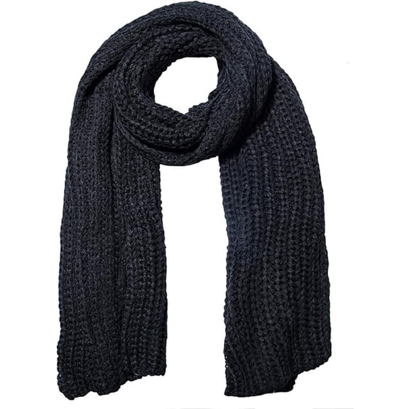 Women And Mens Winter Thick Cable Knit Wrap Chunky Long Warm Scarf Black