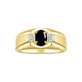 thumbnail image 1 of RYLOS Men's Rings Yellow Gold Plated Silver Classic 7X5MM Oval Gemstone & Diamond Ring Cabochon Onyx October Birthstone Rings For Men, Silver Rings, Size 12, 1 of 7