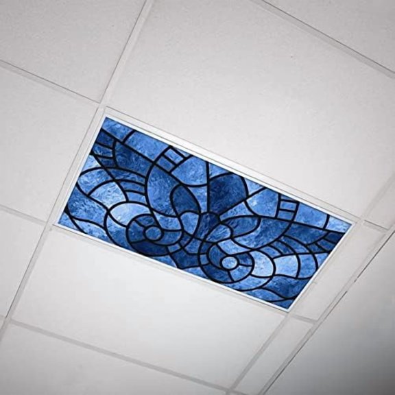 Light Cover for Classroom Ceiling Lights - Premium Backlit Film Insert 2x4 (22.38"x46.5") Florescent Fixture (Pack of 1) School, Office, Eliminate Headaches & Eyestrain - Stained Glass