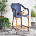 thumbnail image 2 of SAFAVIEH California Outdoor Patio Counter Stool w/ Arm, Navy, 2 of 11