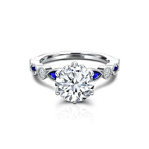 HeartsAndYou Milgrain Solitaire with Accents Ring 1.5ct Round Cut Moissanite 18k White Gold Over Silver