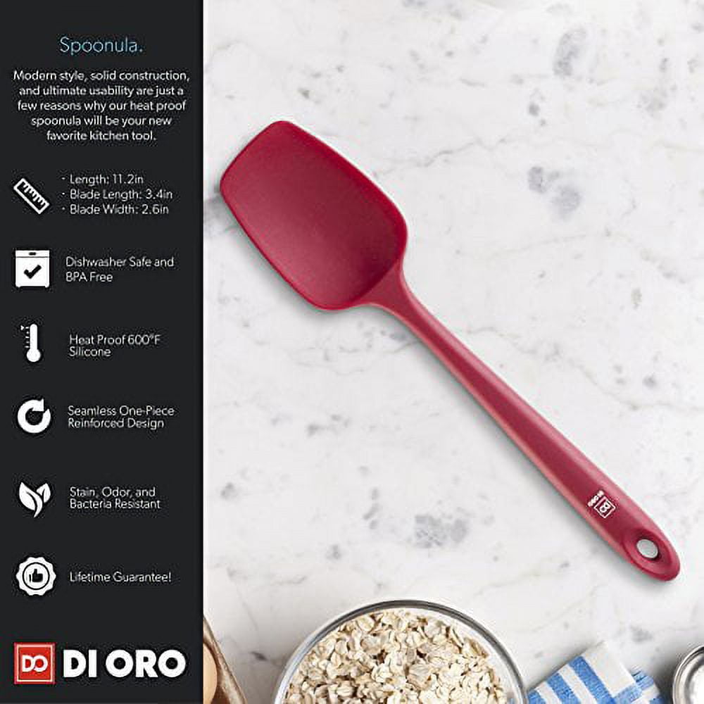 DI ORO Seamless Series Pro Grade Silicone Spoon Spatula - BPA Free  Pro-Grade Non-Stick 600ºF Heat-Resistant Rubber Spoonula - Versatile  Silicone Kitchen Scraper Utensil for Baking and Cooking (Red) 