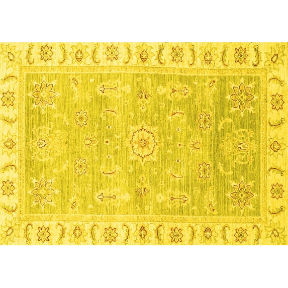Ahgly Company Indoor Rectangle Oriental Yellow Traditional Area Rugs, 4' x 6'