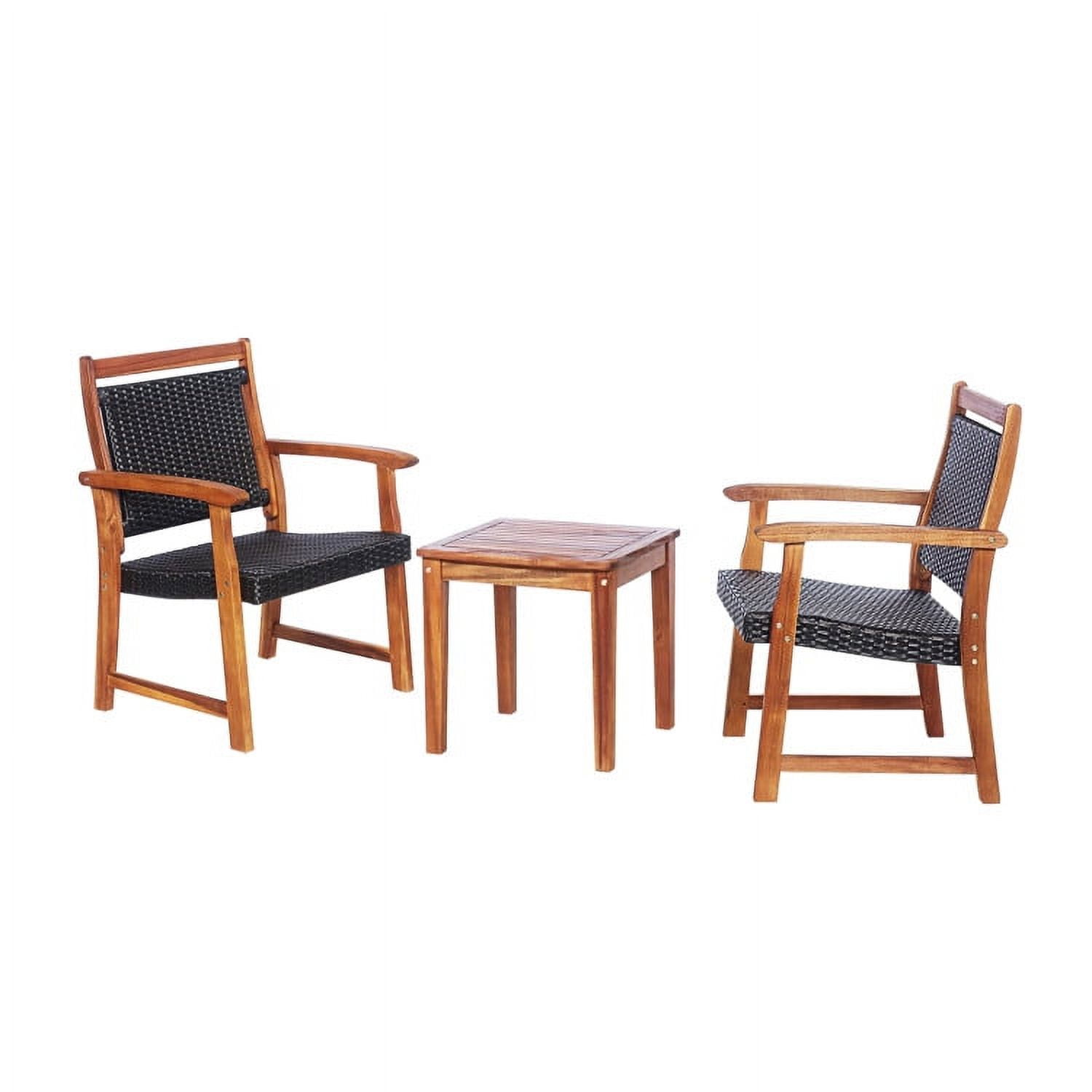 Aimee Lii 3 Pieces Rattan Bistro Set with Acacia Wood Frame, Modern Patio Furniture Aimee Lii 3 Pieces Rattan Bistro Set with Acacia Wood Frame, Modern Patio Furniture