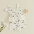 thumbnail image 6 of Baby Girl Summer Short Set Baby Girl Summer Outfit Floral Print Ruffle Smocked Top & Shorts 2-Piece Soft Clothing Set, 6 of 9