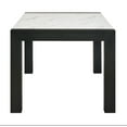 thumbnail image 5 of 6pc Dining Set White Black Faux Marble Top Table Gray Fabric Dining Chair Bench, 5 of 7