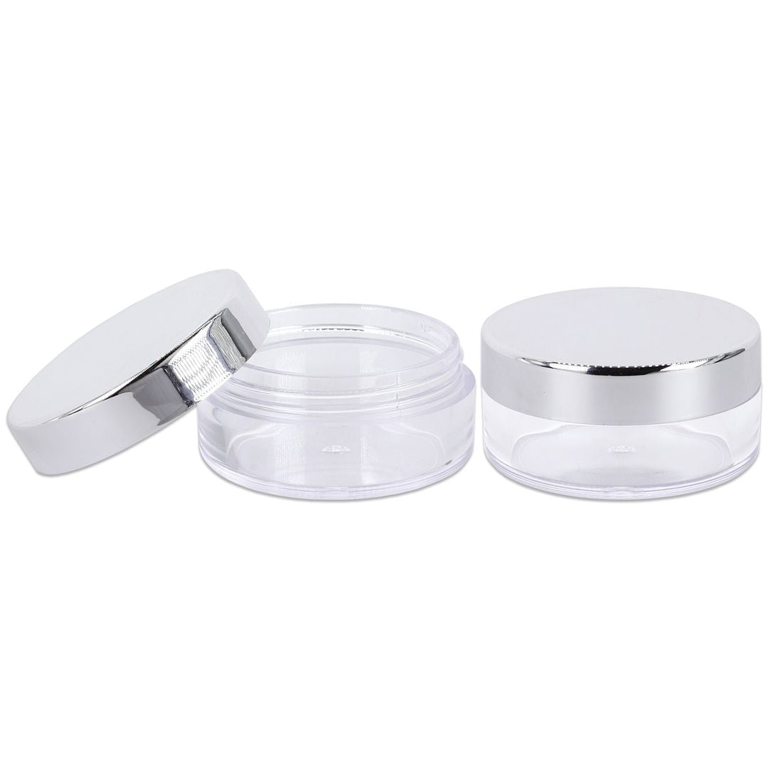 Beauticom 10 Grams/10 ML (0.35 Oz) Premium Round Clear Body Leak Proof Plastic Container Jars with Silver Lids - Storage Cosmetic Lotion Creams Ointments (600 Pieces Jars + Lids, Silver)