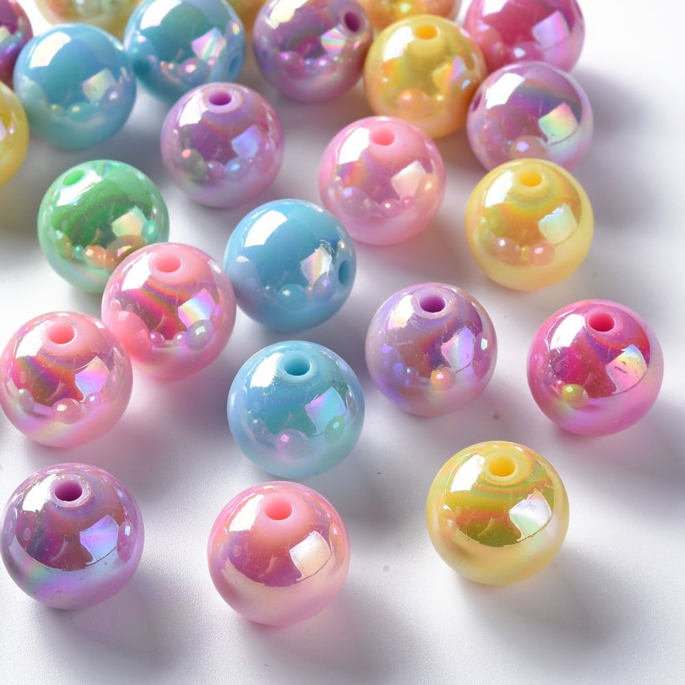 220pcs 16mm AB Color Opaque Acrylic Round Beads Colorful Bubblegum Beads for DIY Keychain Making
