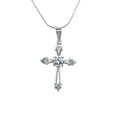 thumbnail image 3 of Paris Jewelry Collar con Cruz de Diamantes de 2 Pza y Oro Blanco de 18 Pza de 18 Pulgadas, 3 of 4