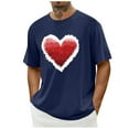 thumbnail image 1 of Tops para hombre, blusas y camisas de cuello redondo y manga corta para hombre. Camiseta/camisa informal de cuello redondo y manga corta con estampado de corazones para hombre. Tops de poliéster para, 1 of 4
