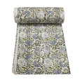 thumbnail image 2 of Indian Hand Block Print Vintage Kantha Quilt Bedspread Throw Cotton Blanket Bedding Vintage Gudari Floral Print, 2 of 3