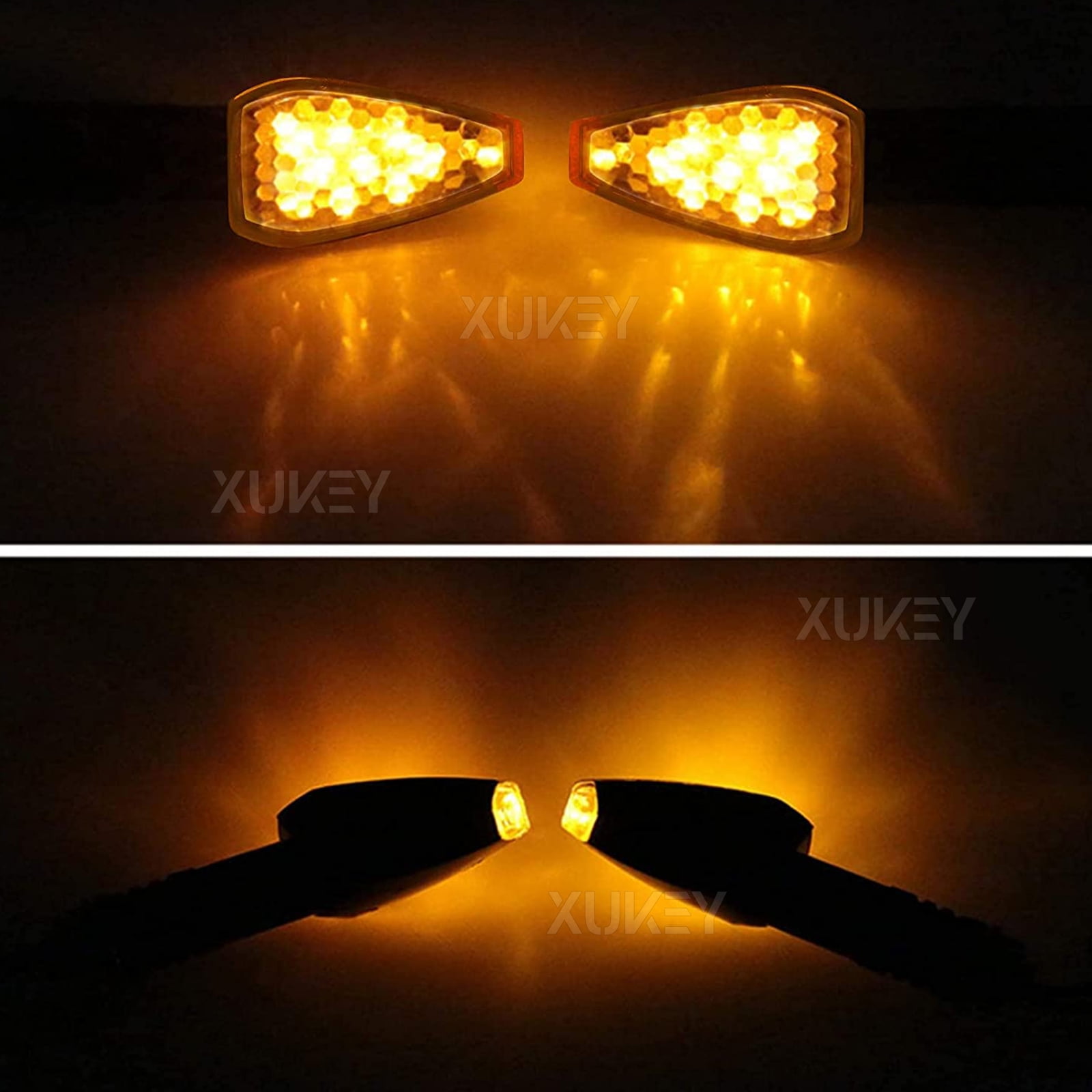 AUTOXBERT 4X Motorcycle Turn Signals Lights Indicators Bike LED Blinkers Amber 10MM Universal