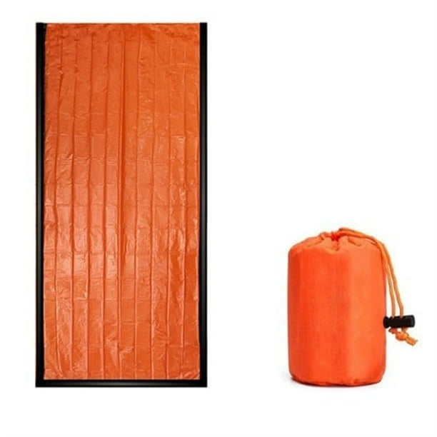 Saco de dormir de emergencia - Aislamiento térmico Bolsa de supervivencia de aluminio • 213x91 cm • Naranja brillante para visibilidad • Material de EP • Incluye bolsa de almacenamiento