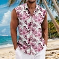 thumbnail image 2 of LWavelet Men's Sleeveless Hawaiian Shirt, Midnight Bloom Print Button Down, Quick Dry for Night Beach & Summer Casual Outfits Pink M, 2 of 5