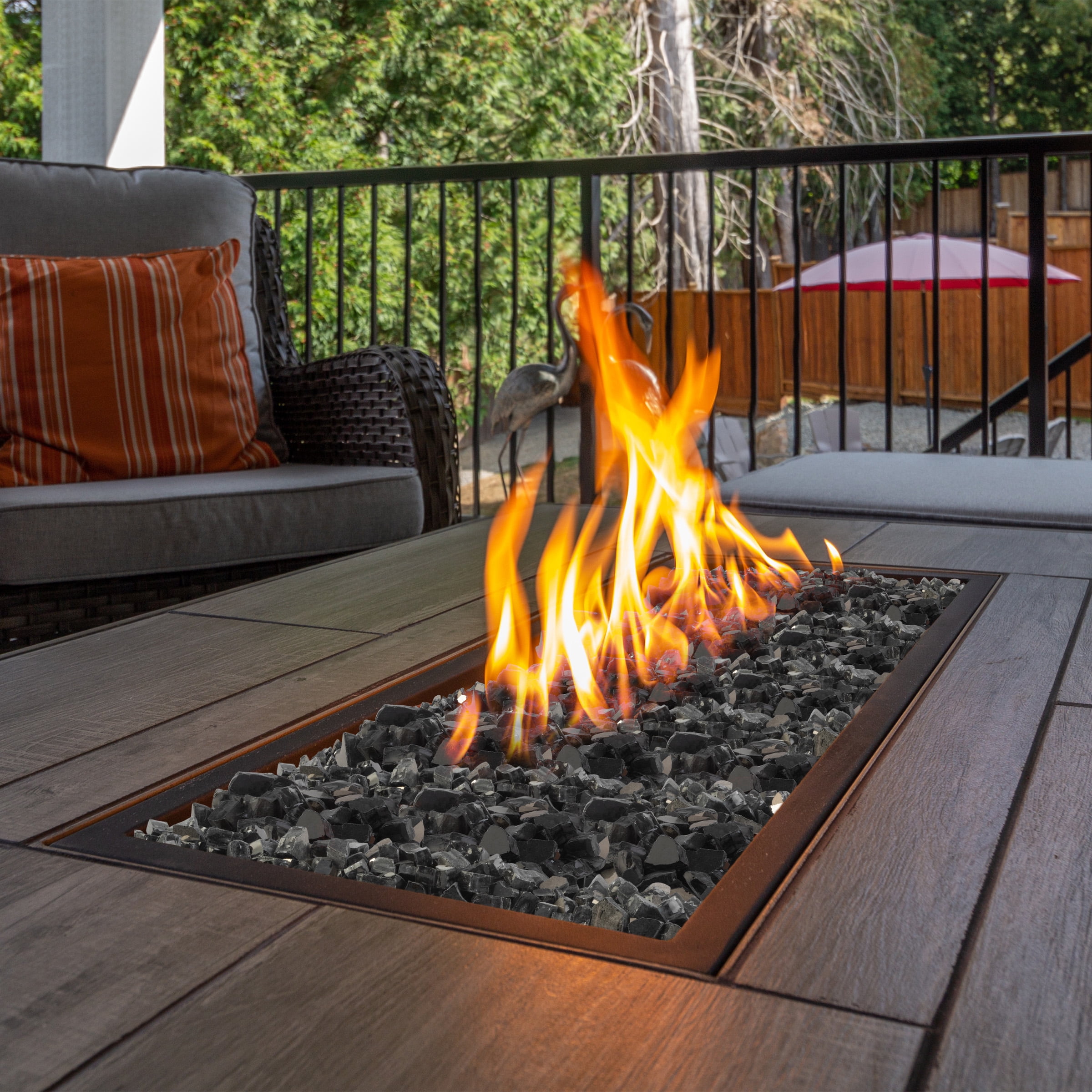 Pure Garden 10lbs Fire Pit Glass - 1/2-Inch Glass Rocks, Midnight Black