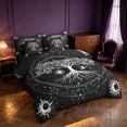 thumbnail image 2 of Homewish Hippie Tree of Life Twin Bedding, Cosmos Stars Moon Sun Bedding Comforter Set, White Black, Black Reversible 7pcs, 2 of 7