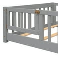 thumbnail image 7 of Twin Size Bed Frame for Kids, Solid Wood Floor Bed with Full-length Guardrails and 1 Door, Modern Low Platform Bed with Sturdy Slats Support for Boys and Girls, No Box Spring Needed, Gray, 7 of 7