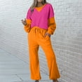 thumbnail image 3 of qolati Lounge Sets for Women Fall 2024 Matching Sets 2 Piece Outfit Long Sleeve Color Block Sweatshirts and Drawstring Jogger Pants Sets Tracksuits Orange XL 10, 3 of 7