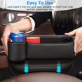 thumbnail image 5 of Moclever 2Pcs Universal Car Seat Storage, PU Leather Car Seat Gap Filler Organizer for Placing Keys Cards Phones Drinks, Black, 5 of 10