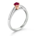 thumbnail image 3 of Gem Stone King 10K White and Rose Gold Red Created Ruby Solitaire Engagement Ring for Women (0.25 Cttw, Gemstone July Birthstone, Round 3.5MM, Size 6), 3 of 4
