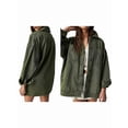 thumbnail image 2 of Women'S City Denim Jacket-Long Sleeve Oversized Boyfriend Style Jean Jacket with Button Up Front Army Green M, 2 of 7