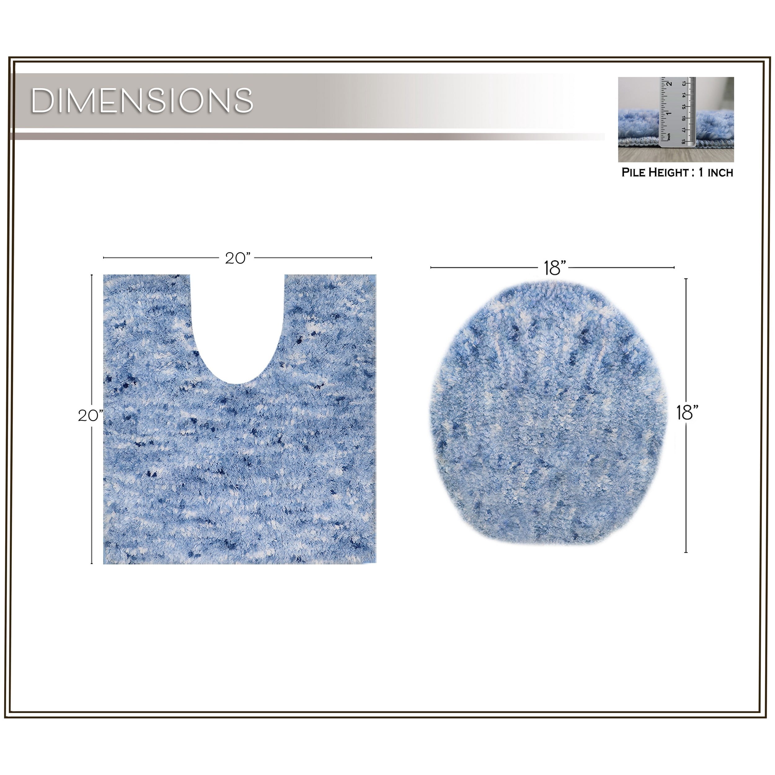 Essential 2-Piece Bathroom Contour and Toilet Lid Cover Set, Plush Microfiber Contour Rug and Non-Slip Toilet Lid Cover, Ultra Absorbent, Quick-Dry, Machine Washable, Blue