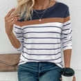 thumbnail image 2 of Lmnyox Women's Striped Tops Soft Long Sleeve Crew Neck T Shirt Summer Casual Pullover Shirt 2024 Trendy, 2 of 7