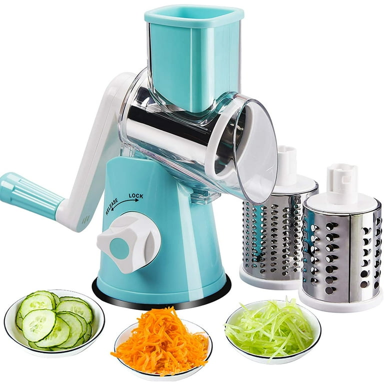 Multi-functional Cheese Rotary Chopper Hand Crank, Vegetable Fruit Cheese  Grater Cutter Slicer, with 5 Different Drums Blades, Kitchen Tumbling Box