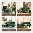 thumbnail image 5 of Lofka Modern Velvet Sectional Sofa Bed with Sleeper Chaise Lounge and Soft Cushions for Small Spaces and Office, Green, 5 of 12