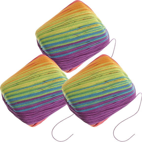 HONMEET Weaving Yarn Diy Thread Cotton 3 Rolls Gradient