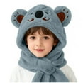 thumbnail image 2 of NAISIBABY Boys Girls Fleece Cap with Scarf, Super Soft Ear Protection Cute Warm Winter Ski Hat Scarf One-Piece Blue 2-6T, 2 of 6