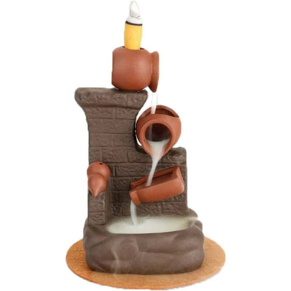 ShenMo Brown Pumpkin Incense Holder, Ceramic Incense Holder with , Backflow Incense Burner Backflow Incense Holder