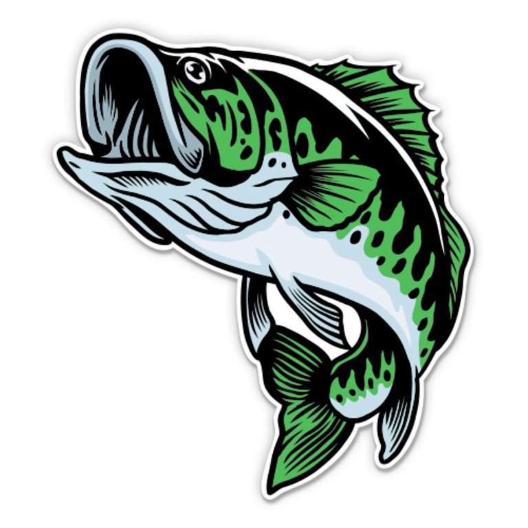 Bass fishing decal, full color bass fish decal, fishing car decal, bass  boat decal, fishing window sticker, vibrant bass fishing logo