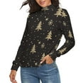 thumbnail image 2 of Snow Flake Christmas Women's Turtleneck Sweater Long Sleeve Ribbed Fitted Turtle Neck Casual Fall Winter Collection Top S, 2 of 4