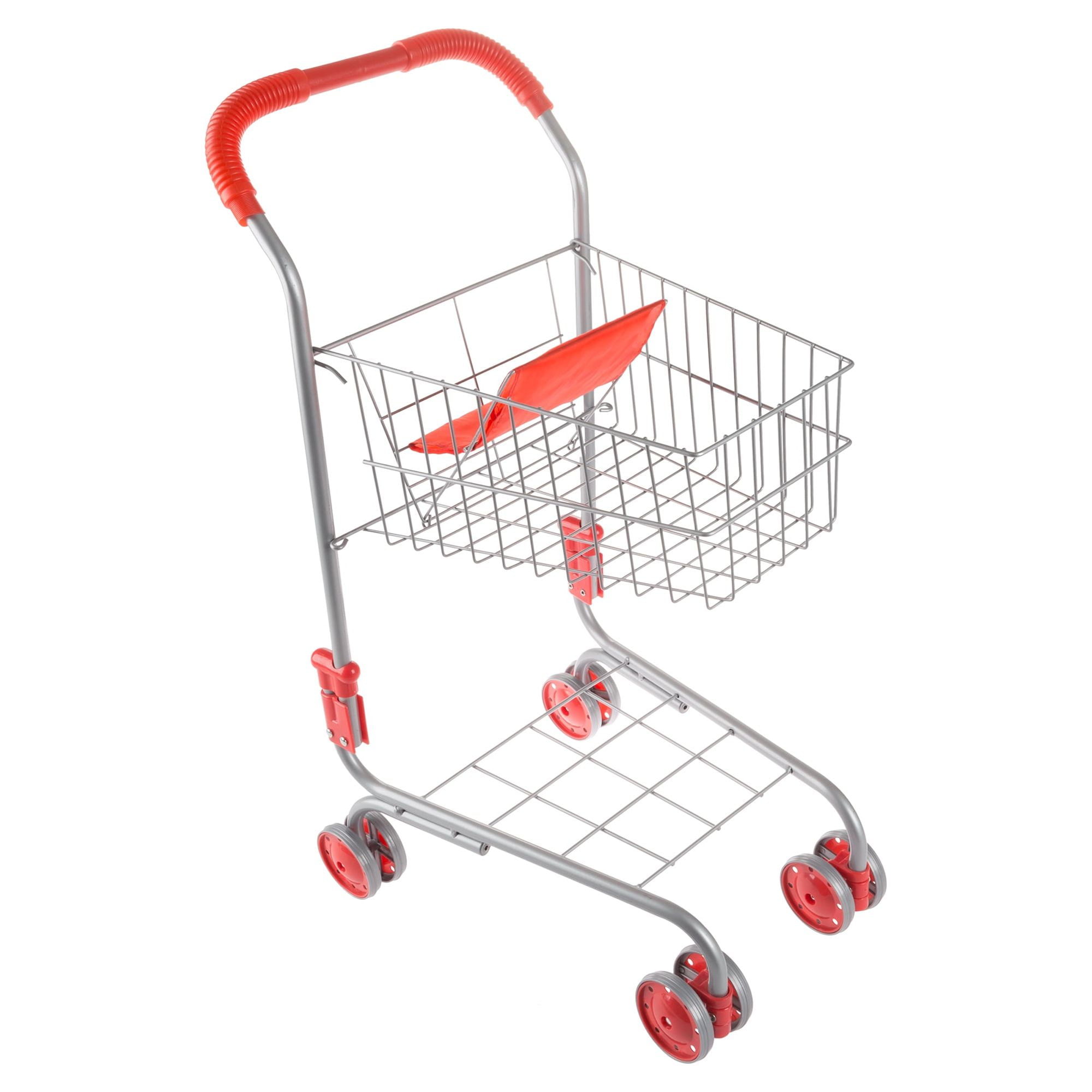Hey Play Kids Shopping Cart with Pivoting Front Wheels and Fold-Up Design