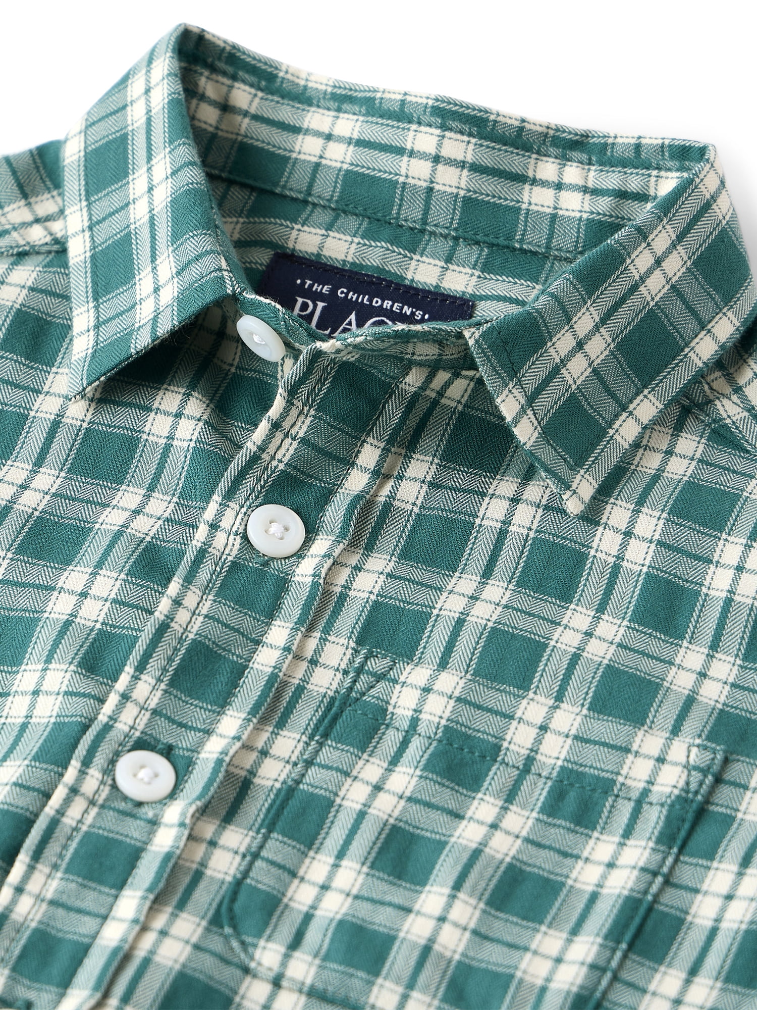 The Children's Place Baby And Toddler Boys Long Sleeve Plaid Textured Poplin Button Up Shirt, Sizes 6M-5T