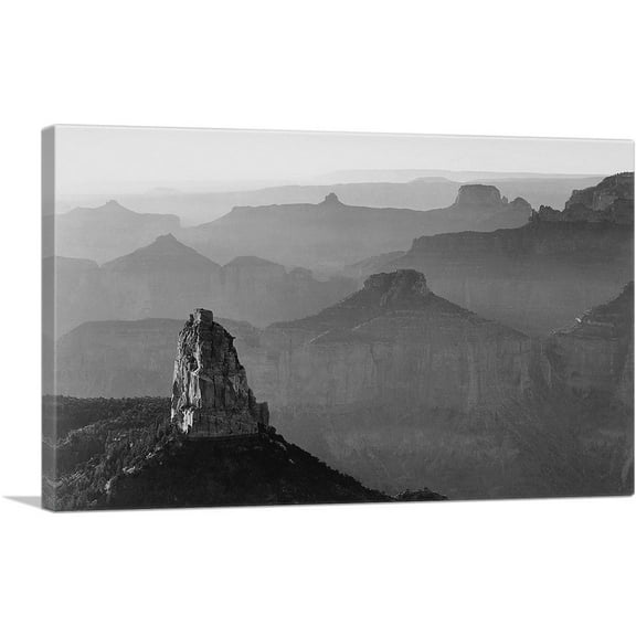 ARTCANVAS View With Rock Formation - Grand Canyon National Park - Arizona Canvas Art Print by Ansel Adams - Size: 26" x 18" (0.75" Deep)