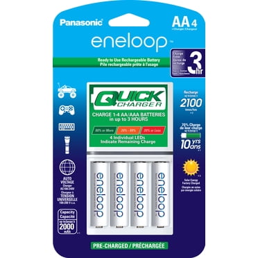 Panasonic K-KJ55MCA4BA Advanced 3-Hour Quick Battery Charger Pack with 4 AA Eneloop Nickel Metal Hydride Rechargeable Batteries