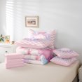 thumbnail image 5 of Homewish Kawaii Pink Monogrammed Bedding Comforter Set 7pcs for Girls, Initial A Letter Queen Bedding Sets, Dreamy Butterfly Bowknot Reversible Queen Sheet Sets, Lightweight Room Decor, 5 of 7
