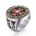 thumbnail image 1 of Bagues Templiers Dominateurs pour Hommes Couleur Argent Acier Inoxydable Croix Rouge Incrustée de Zircon Cubique Bague Homme Bijou Cadeau, 1 of 5