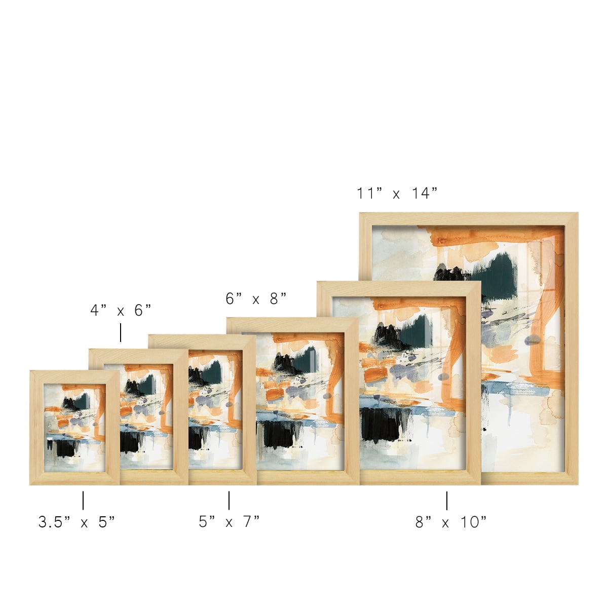 Seria II - Framed Print w/glass - Natural Wood