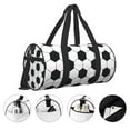 thumbnail image 5 of Xecao Soccer Ball print Round Travel Duffel Bag is a foldable gym bag with an inner pocket, perfect for travel sports, 5 of 8
