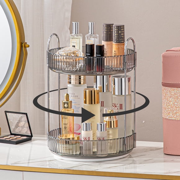 Organizador de maquillaje Shuang Qing giratorio de 2 niveles de alta capacidad