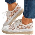 thumbnail image 3 of Fesfesfes Women Walking Shoes Round Toe Lightweight Shoes Flower Lace Breathable Bandage Comfy Flat Shoes Casual Shoes 35(4), 3 of 6