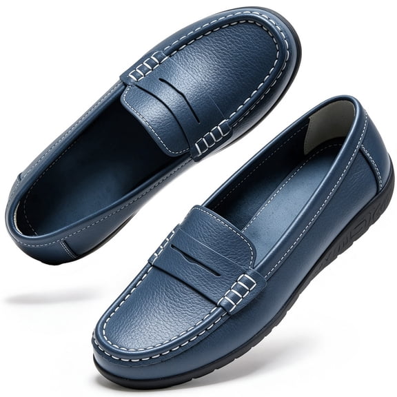 Qaltryn Comfort Flats for Women Lightweight Casual Dressy Shoes Non Slip Flats Sole Penny Loafers Slip On Flats for Walking & Work