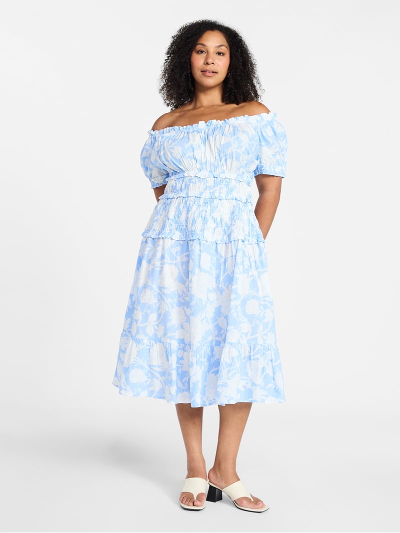 smocked peasant dress Floral Print Smocked Peasant Sleeve Dress – Mila Boutique
