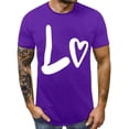 thumbnail image 4 of Purple Tank Tops for Women, Short Sleeve Women'S Novelty T-Shirts, Valentine's Day Polyester Womens Fashion Tops, Men And Women With Valentine's Day Love Printed Couple T Shirt Top, 4 of 6