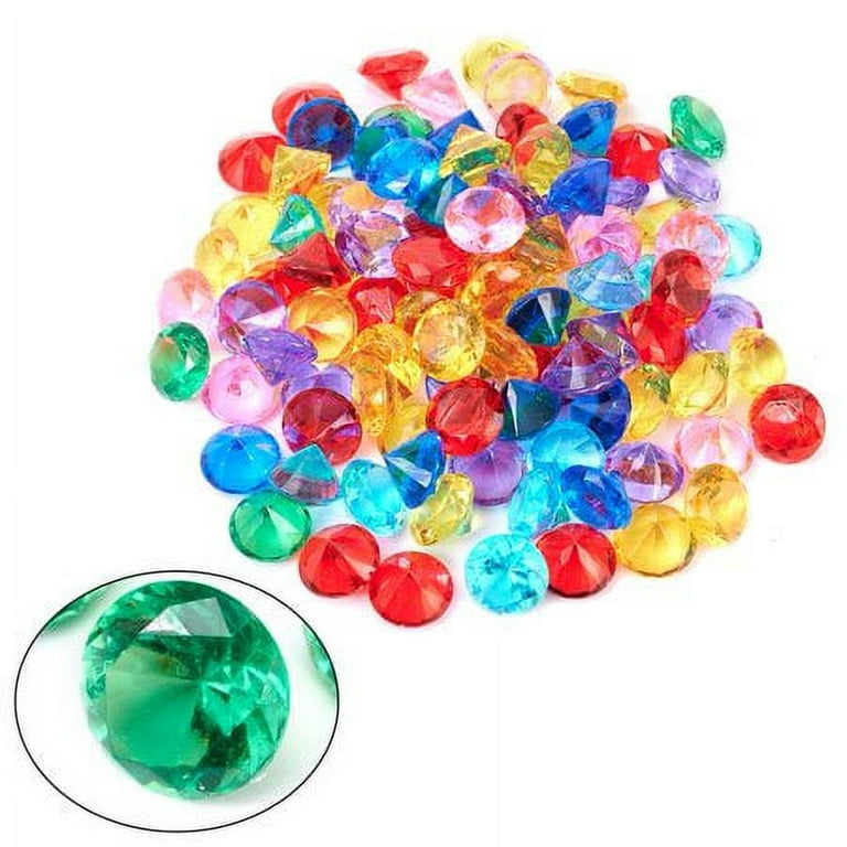 100pcs Toy Gems Pirate Treasure Jewels Fake Acrylic Gems Bling Diamonds  Plastic Gemstones for Party Table Decorations Pirate Party Favors 